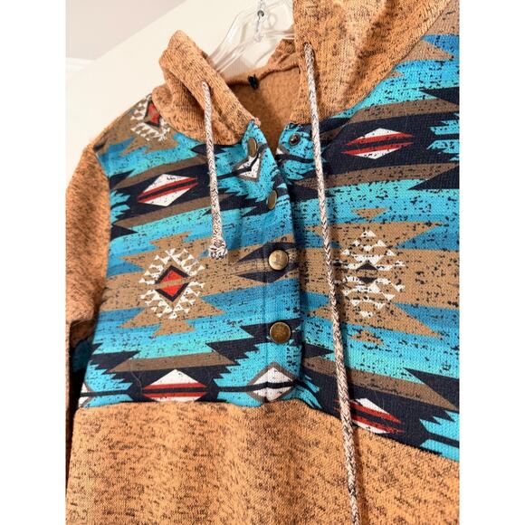 Aztec Hoodie - Women's Pink/Orange Size L/XL - Picture 2 of 5